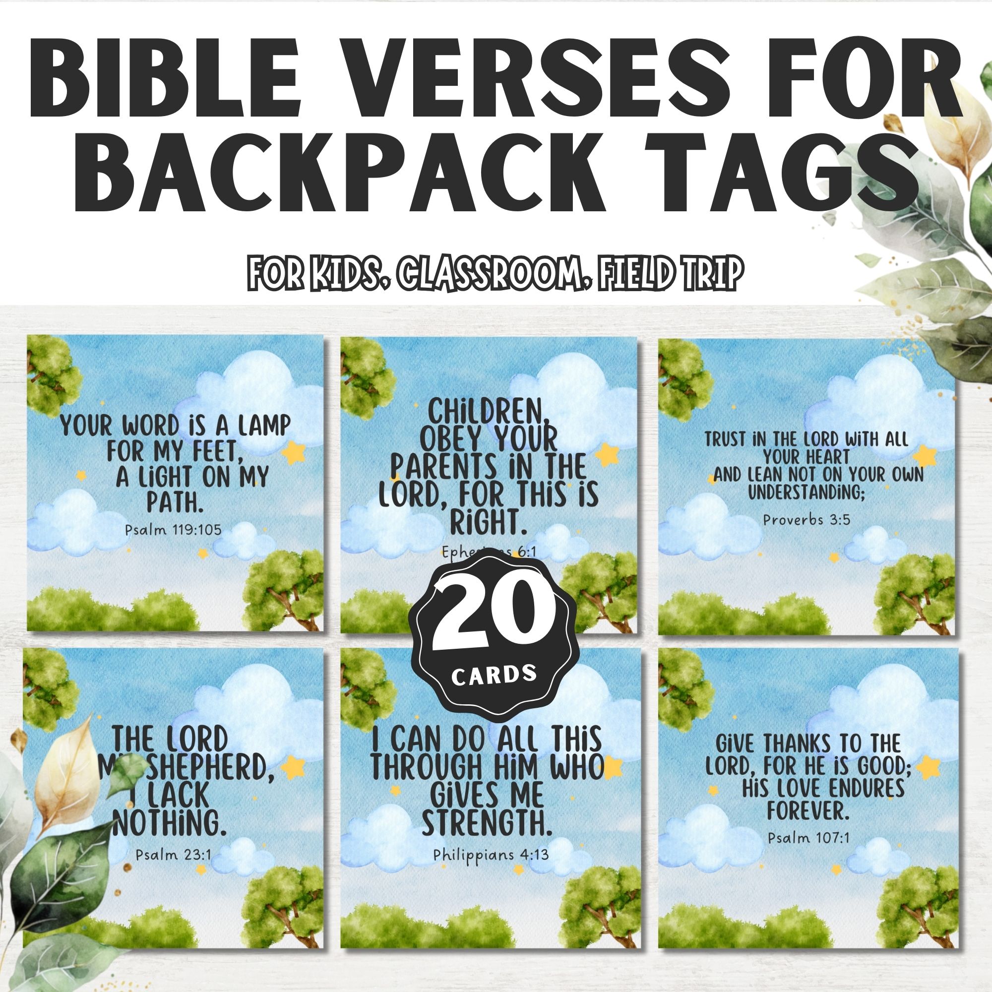 Kids Bible Verse Backpack Tags