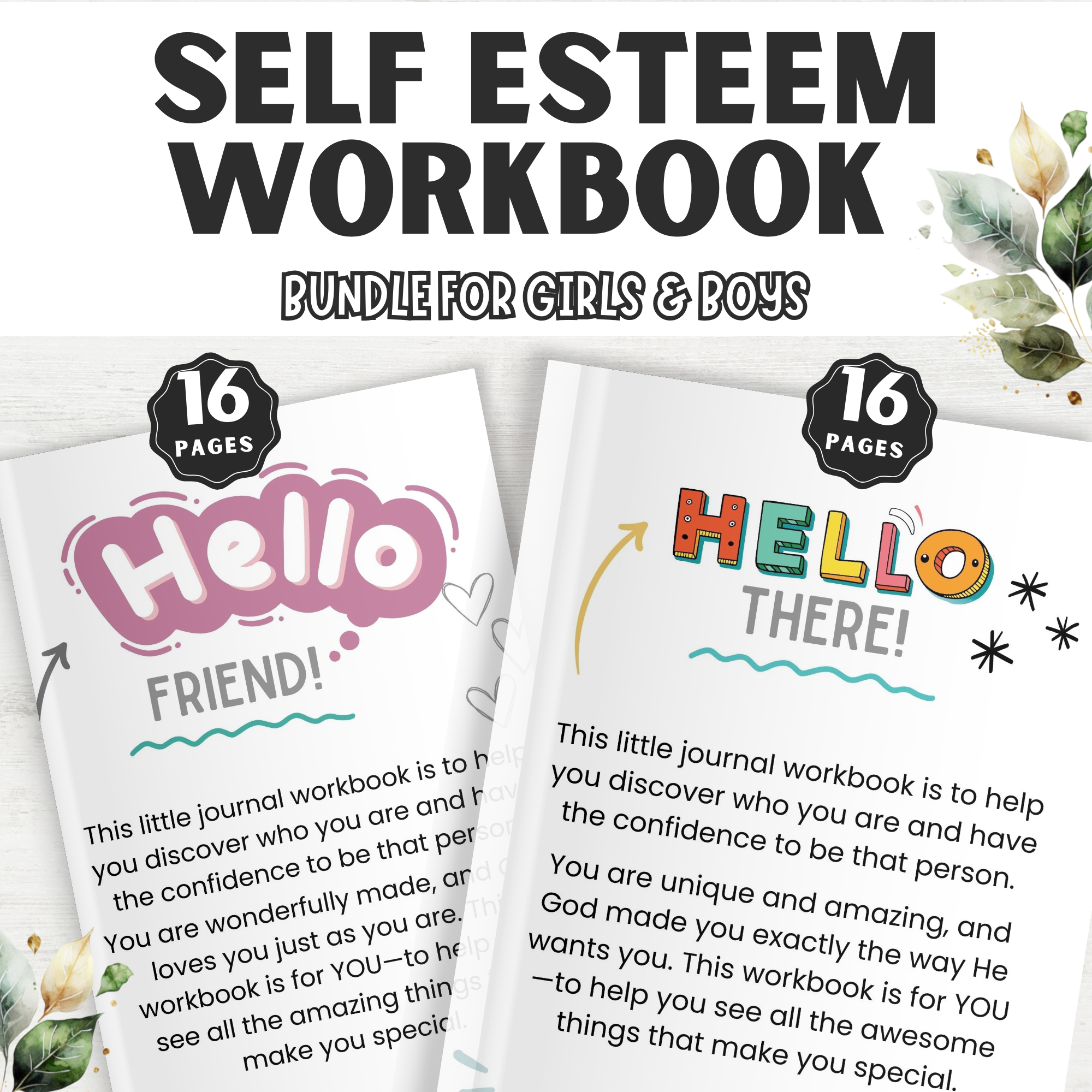 Self-Esteem Workbook Bundle for Boys and Girls