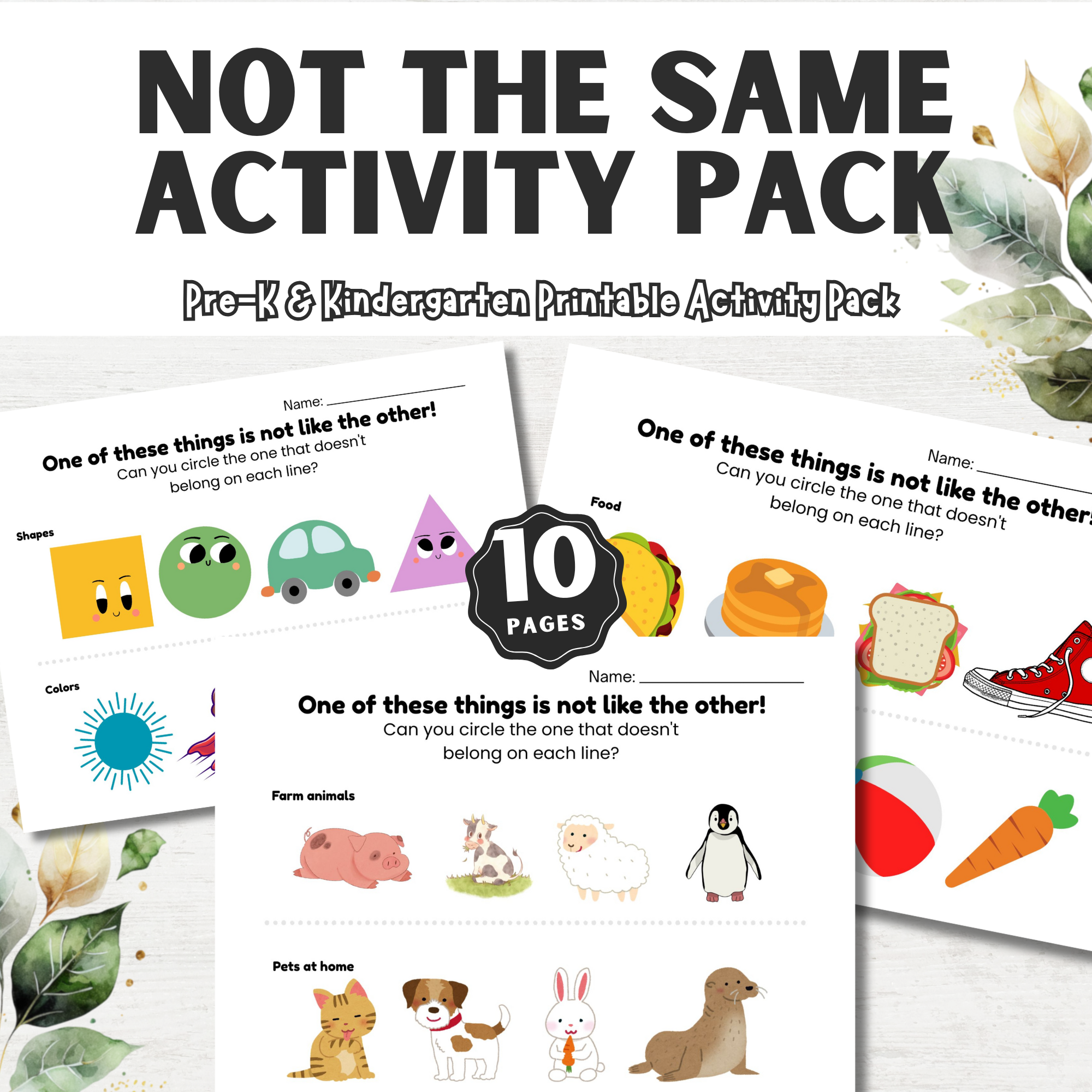 Which One Doesn’t Belong? – Pre-K & Kindergarten Printable Activity Pack