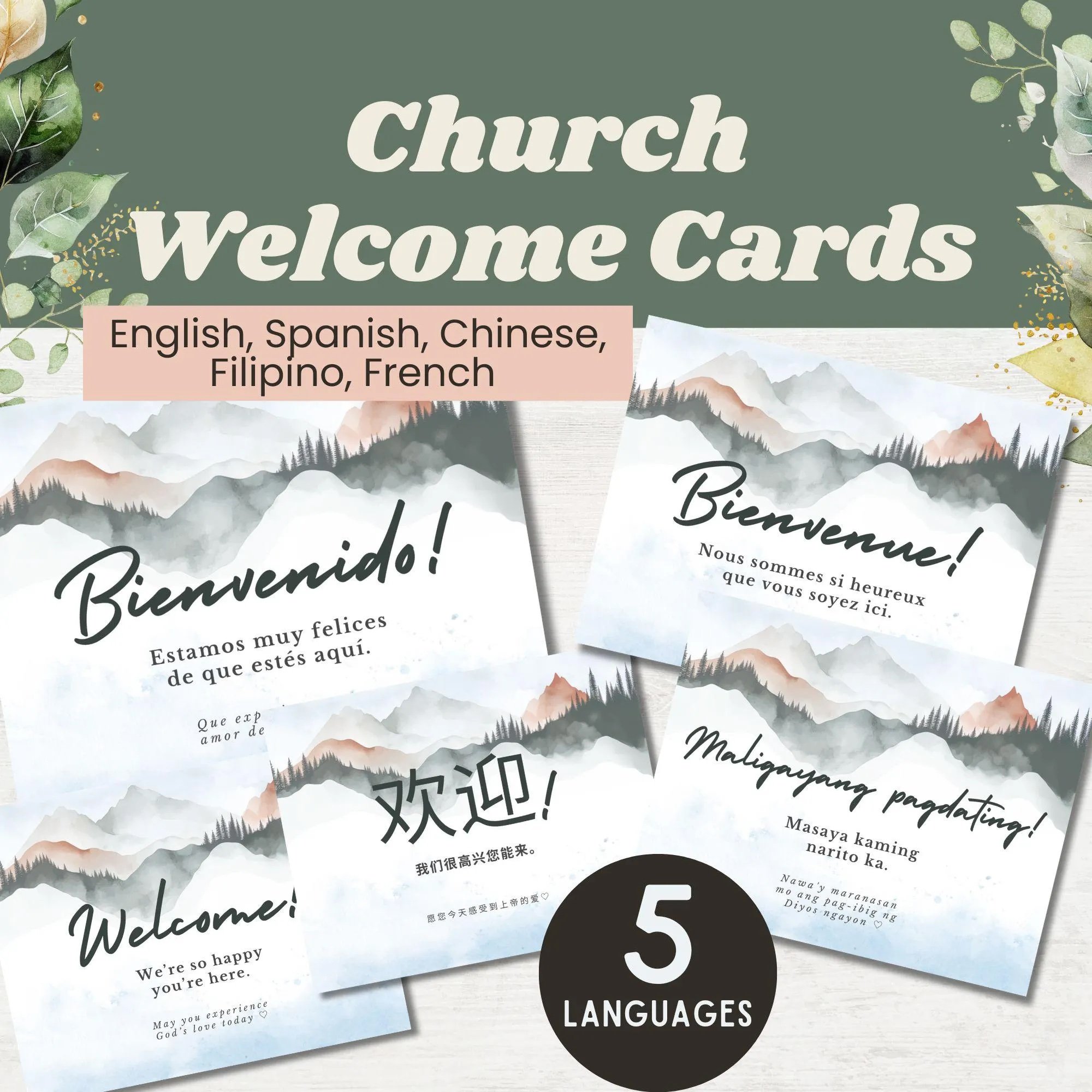 Welcome cards in multiple languages