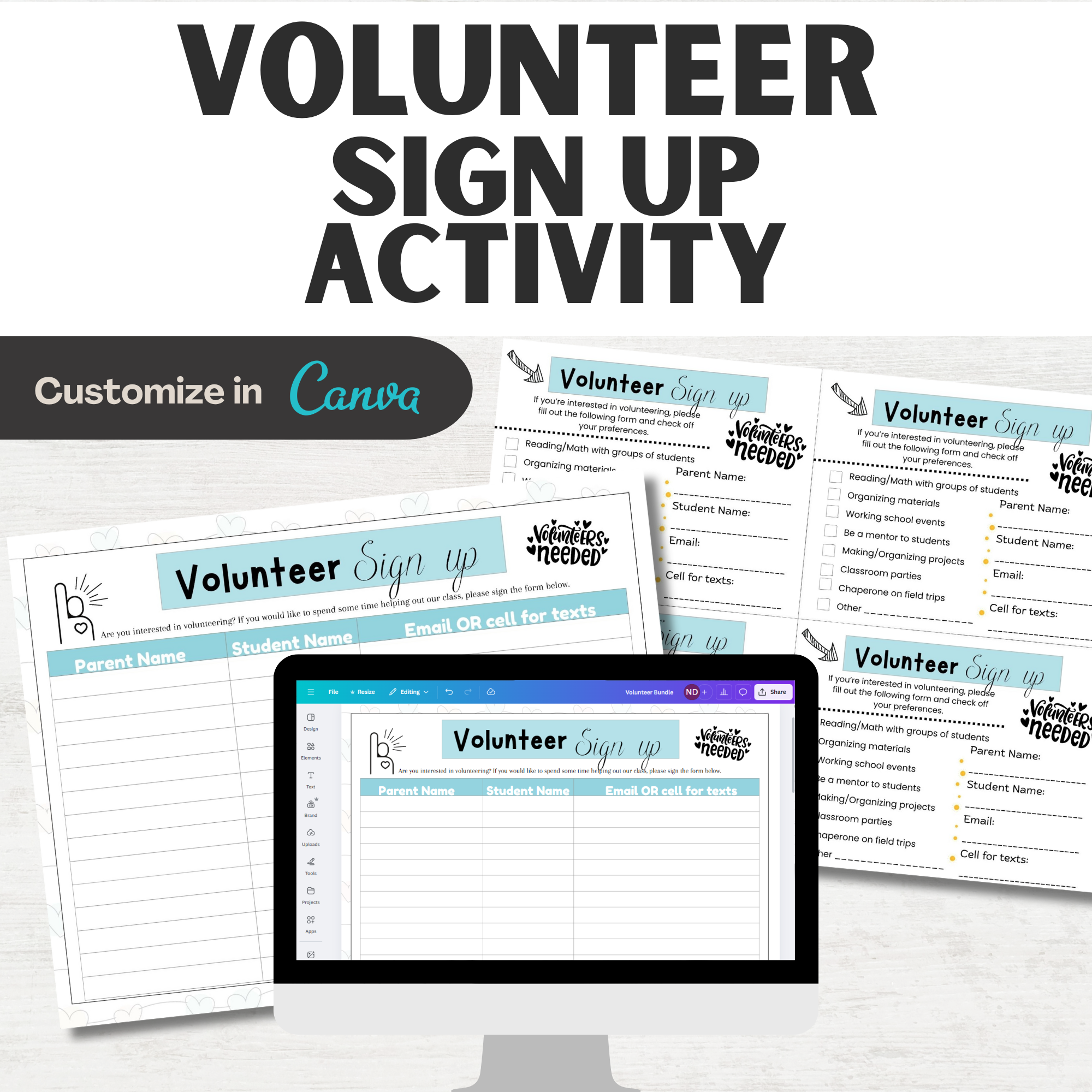 Volunteer Sign Up Sheet Canva Template