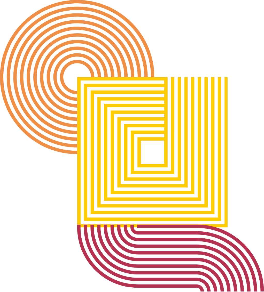 Decorative image with circle, square and swirl