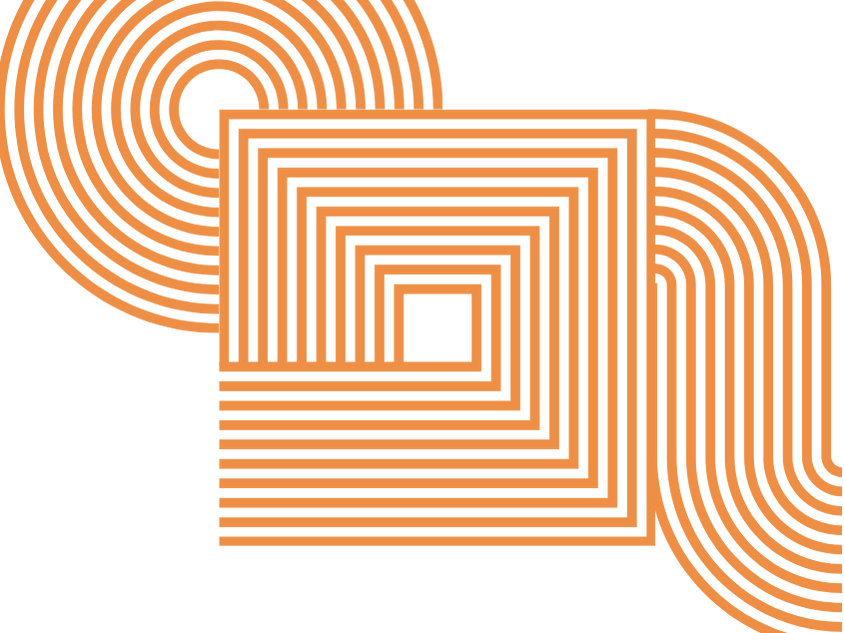 Decorative image with circle, square and swirl