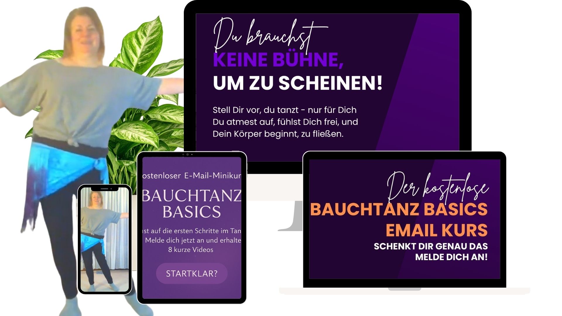 Stell dir vor, du tanzt – nur für dich.   Du atmest auf, fühlst dich frei, und dein Körper beginnt zu fließen.  Unser Bauchtanz Basics Email-Kurs schenkt dir genau das: