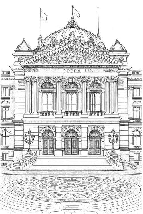 City Architecture Coloring Book Interior