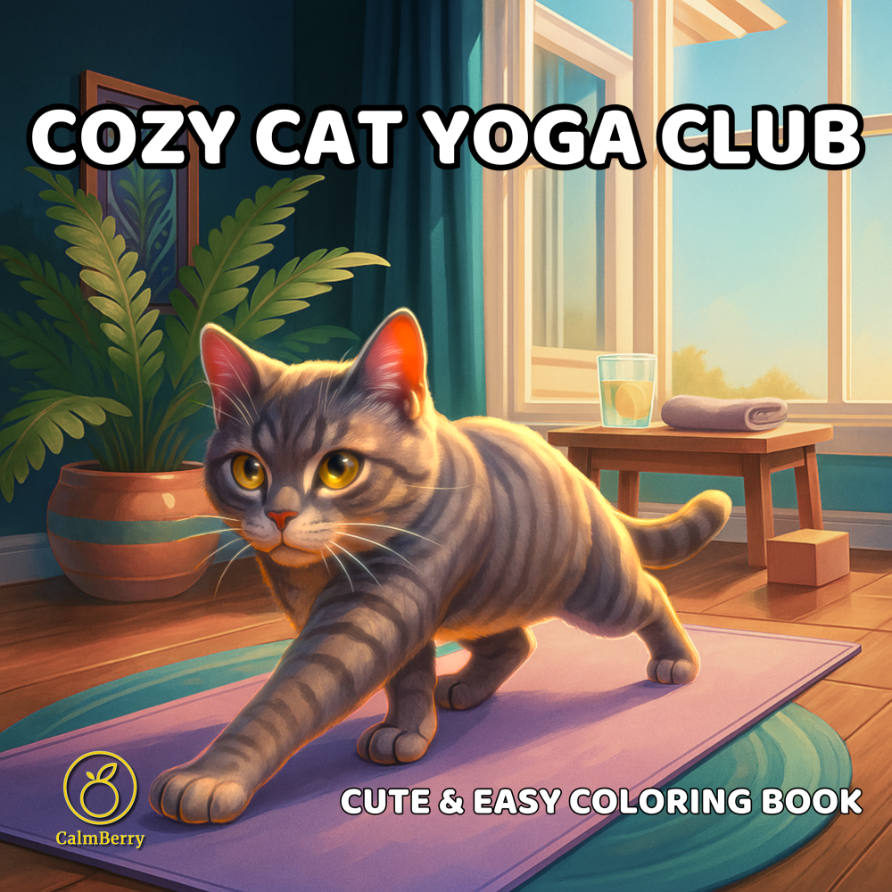 Cozy Cat Yoga Club Coloring Book Cover