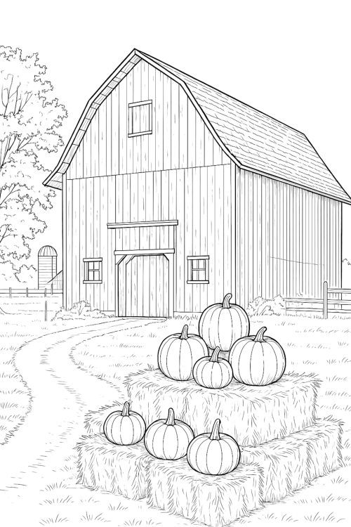 Autumn Harvest Magic Coloring Book Page