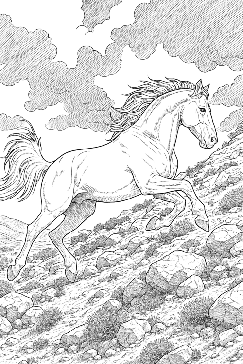 Galloping Horses Coloring Book Interior