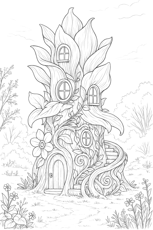 Fairyland Houses Coloring Book Example