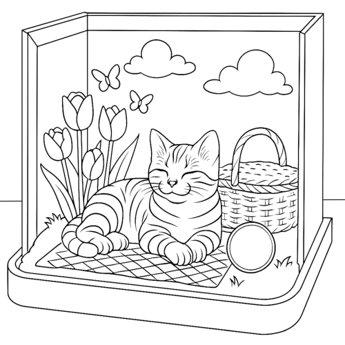 Little Cat Dioramas Coloring Book interior