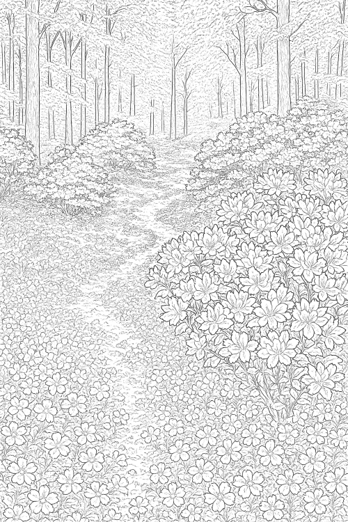 Wildflower Landscapes Coloring Book Page