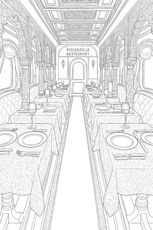 Luxury Train Interiors Coloring Book Interior