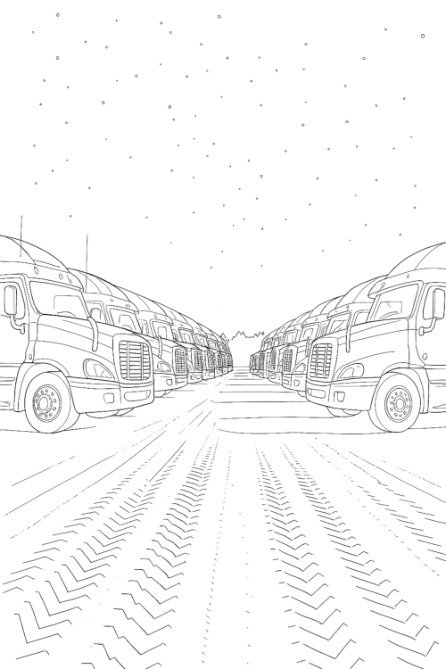 Truck and Road Coloring Book Example