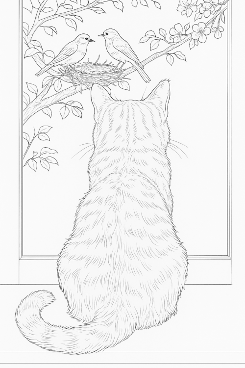Windowsills Views Coloring Book Page