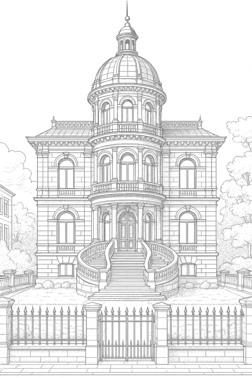 City Architecture Coloring Book Example