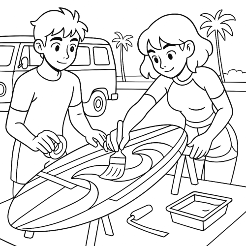Surf and Ocean Stories Coloring Book example