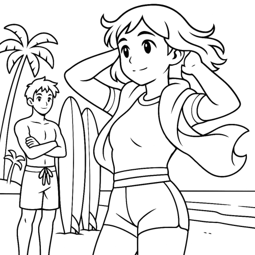 Surf and Ocean Stories Coloring Book interior