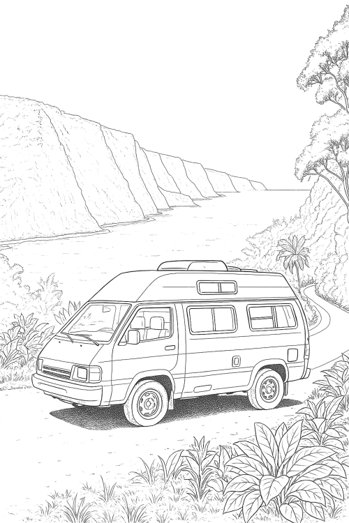 RV Travels Coloring Book Page