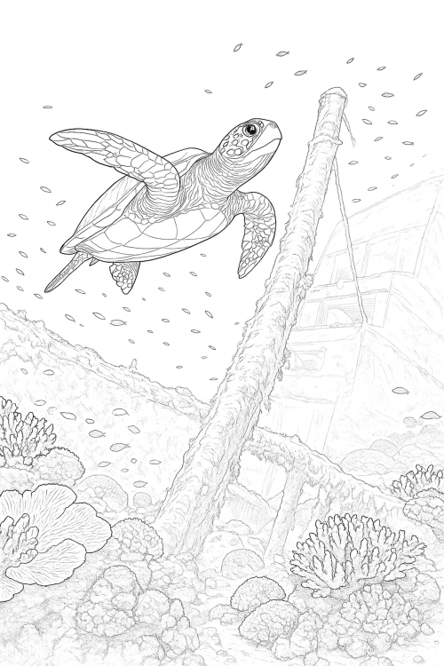 Sea Creatures Coloring Book Page