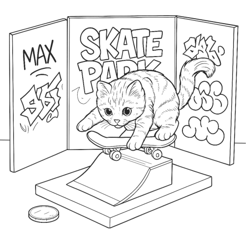 Little Cat Dioramas Coloring Book example