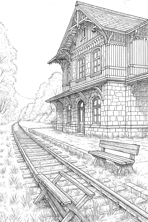 Forgotten Railway Stations Coloring Book Interior