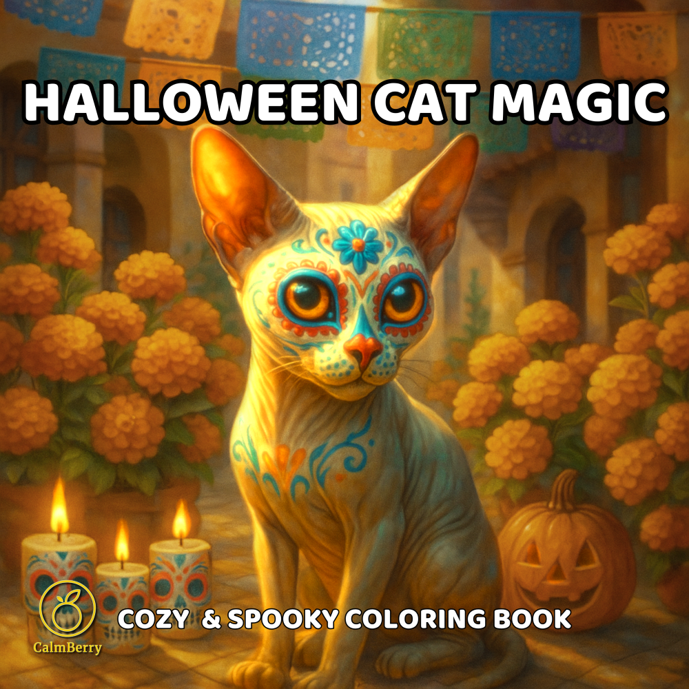 Halloween Cat Magic Coloring Book Cover