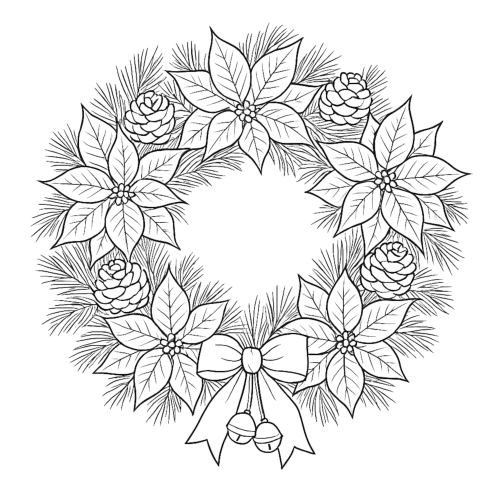 Winter Florals and Wreaths Coloring Book page