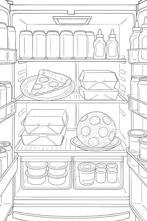 Things in my Fridge Coloring Book Page