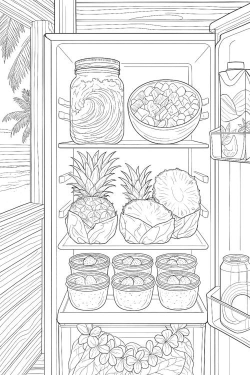 Things in my Fridge Coloring Book Example