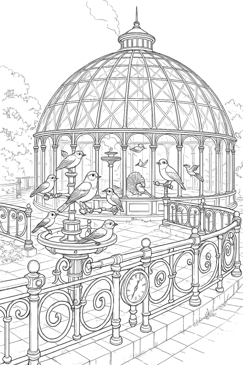 Steampunk World Coloring Book Example