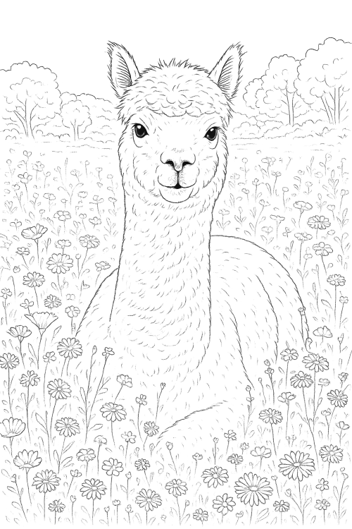 Llamas and Alpacas Coloring Book Interior