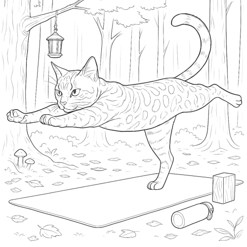 Cozy Cat Yoga Club Coloring Book interior