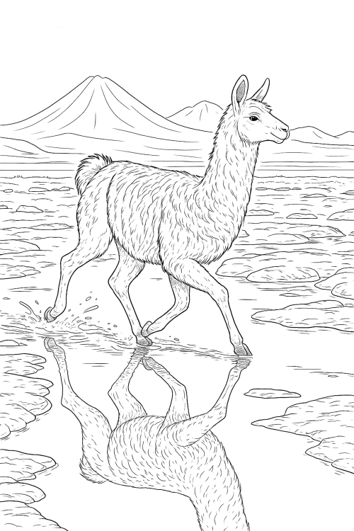 Llamas and Alpacas Coloring Book Page