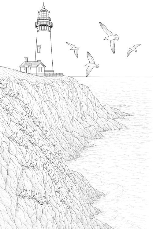 Lighthouse Landscapes Coloring Book Interior