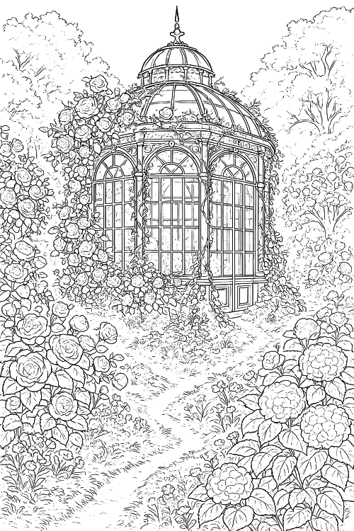 Enchanted Greenhouses Coloring Book Interior