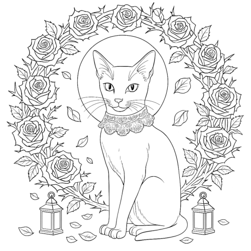 Halloween Cat Magic Coloring Book example