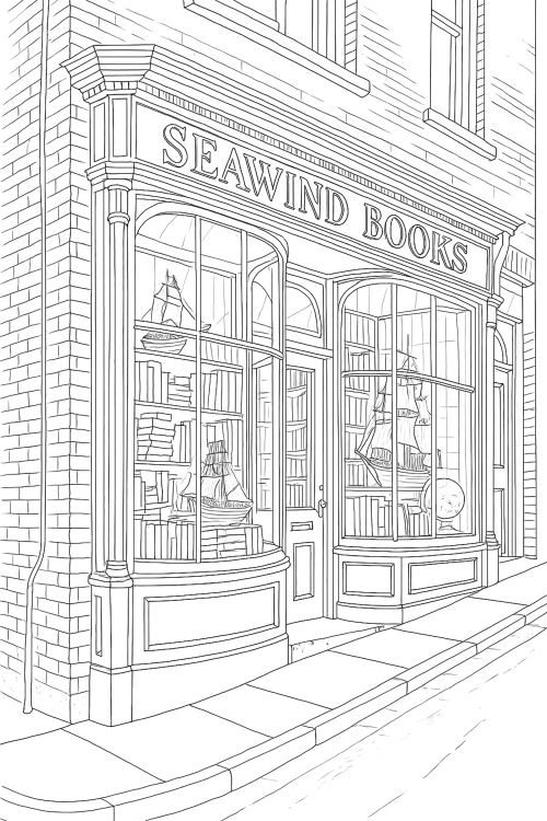 Vintage Storefronts Coloring Book Example