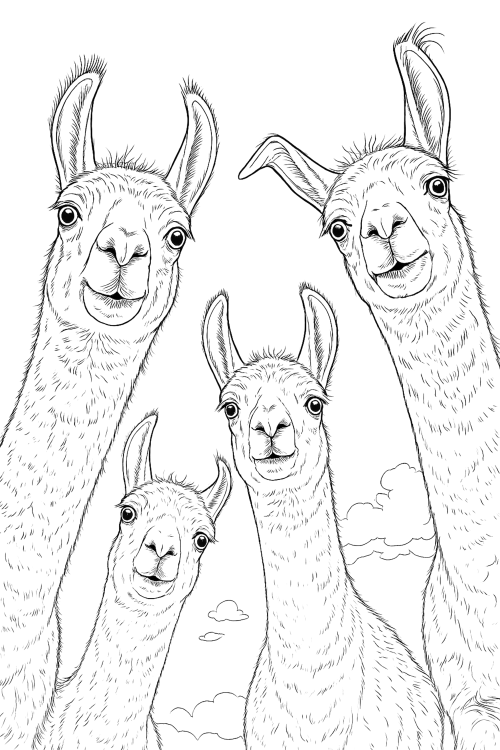 Llamas and Alpacas Coloring Book Example