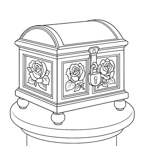 Keys and Lockboxes Coloring Book page