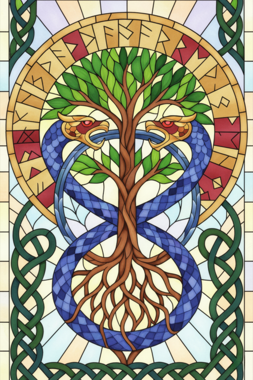 Radiant Stained Glass Coloring Book Example