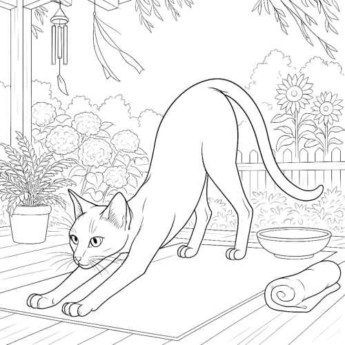 Cozy Cat Yoga Club Coloring Book page
