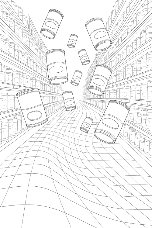 Midnight Supermarket Coloring Book Page