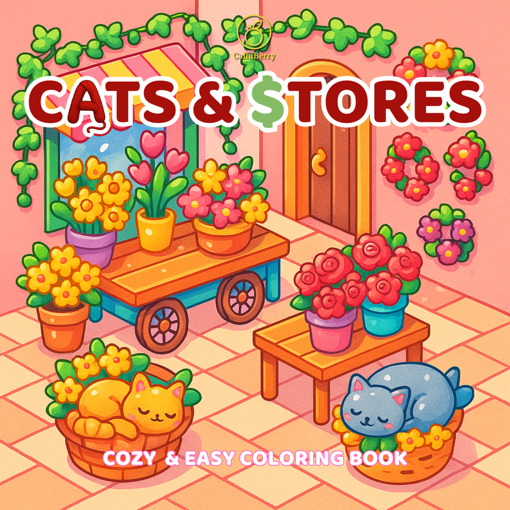 Cats and Stores Coloring Book Cover