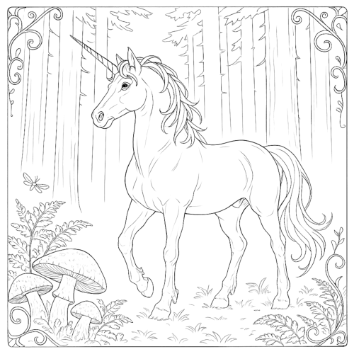 Unicorn Bliss Coloring Book page