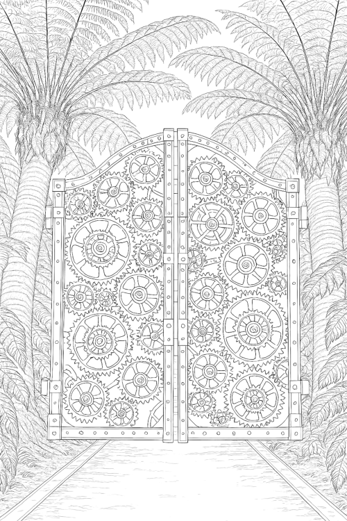 Garden Gates Calm Coloring Book Interior
