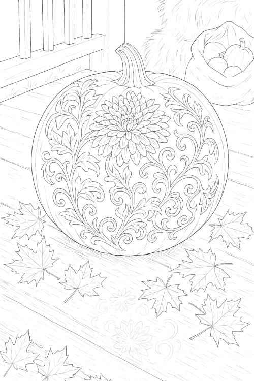 Halloween Pumpkins Coloring Book Page