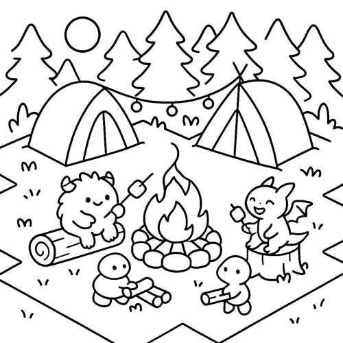 Cute Monsters Coloring Book page