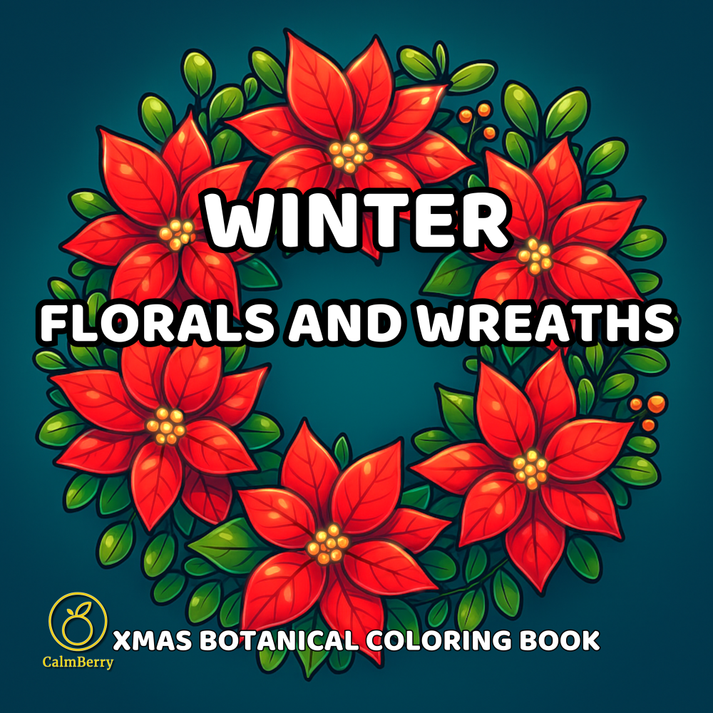 Winter Florals and Wreaths Coloring Book Cover