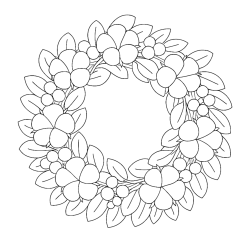 Winter Florals and Wreaths Coloring Book example