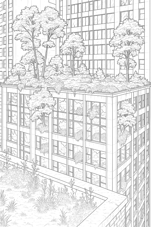 Urban Jungle Coloring Book Page